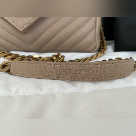 BNIB YSL College Bag Dark Beige and Gold - Picture 3 of 11